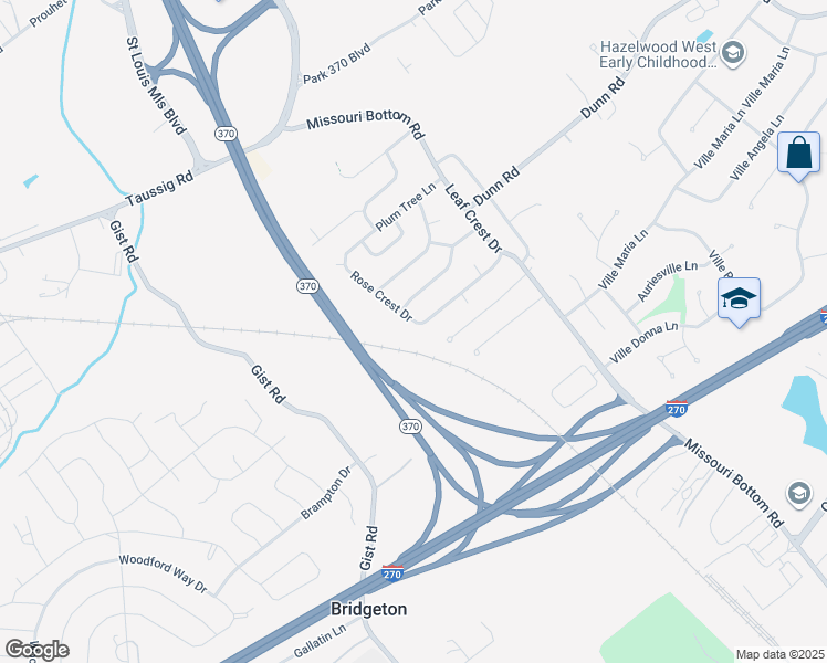 map of restaurants, bars, coffee shops, grocery stores, and more near 4901 Hurstborough Court in Hazelwood