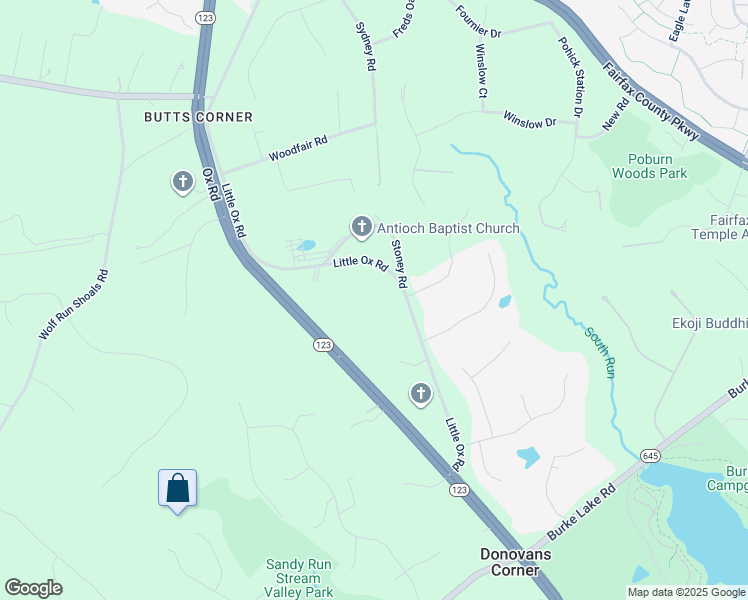 map of restaurants, bars, coffee shops, grocery stores, and more near 6536 Little Ox Road in Fairfax Station