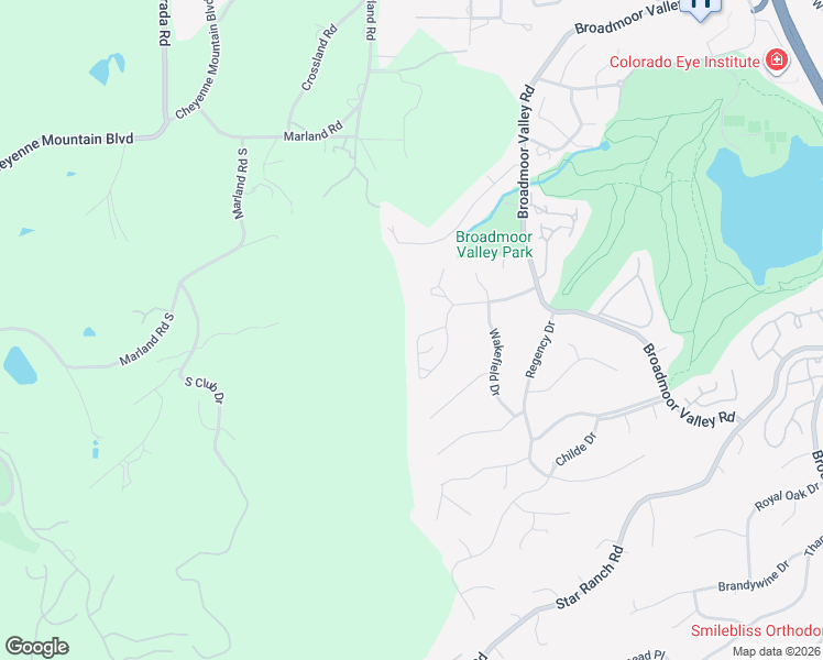 map of restaurants, bars, coffee shops, grocery stores, and more near 445 Roxbury Circle in Colorado Springs