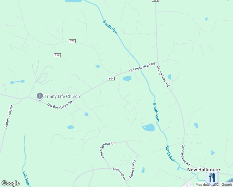 map of restaurants, bars, coffee shops, grocery stores, and more near 6374 Cotswold Way in Broad Run