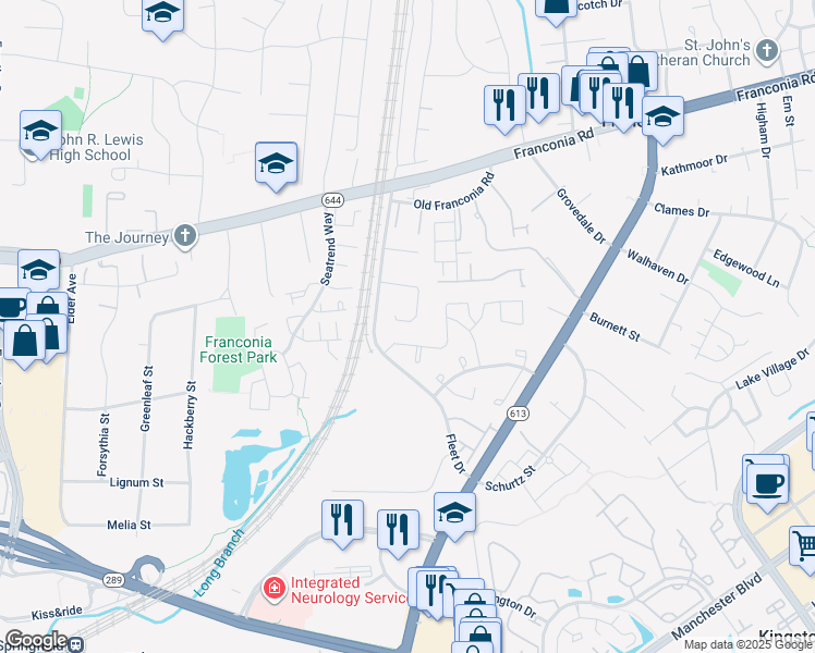 map of restaurants, bars, coffee shops, grocery stores, and more near 6253 Sibel Place in Alexandria