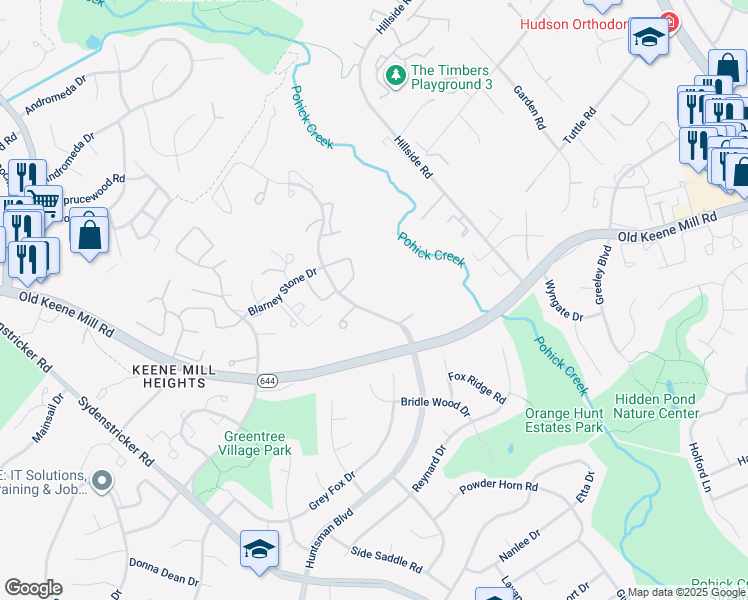 map of restaurants, bars, coffee shops, grocery stores, and more near 6471 Huntsman Boulevard in Springfield
