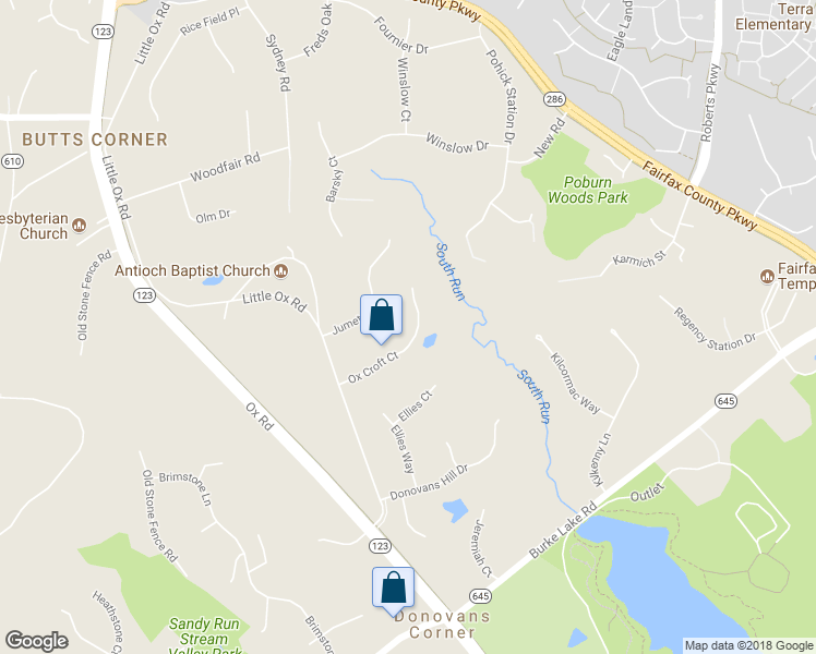 map of restaurants, bars, coffee shops, grocery stores, and more near 10708 Ox Croft Court in Fairfax Station