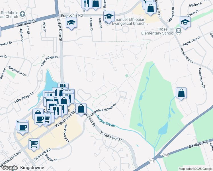 map of restaurants, bars, coffee shops, grocery stores, and more near 6587 Hickman Terrace in Alexandria