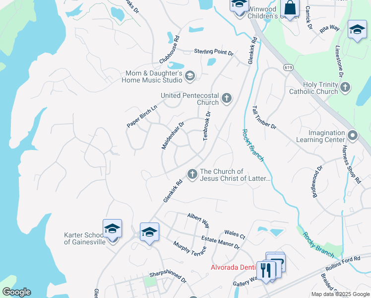 map of restaurants, bars, coffee shops, grocery stores, and more near 8305 Double Eagle Street in Gainesville
