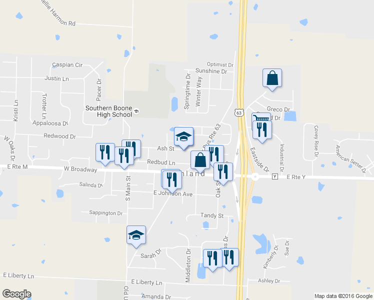 map of restaurants, bars, coffee shops, grocery stores, and more near 410 Ash Street in Ashland