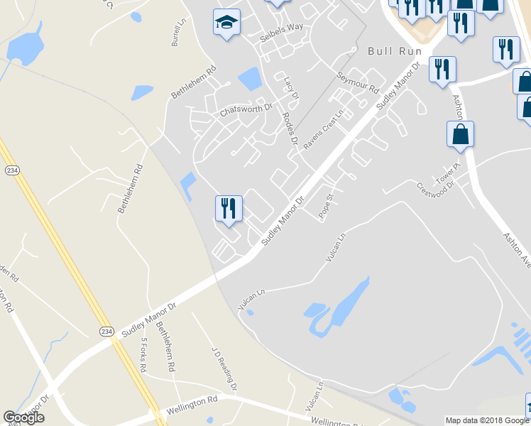 map of restaurants, bars, coffee shops, grocery stores, and more near 11147 Wortham Crest Circle in Manassas