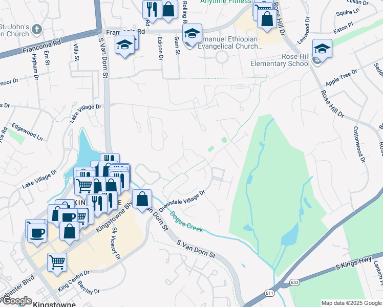 map of restaurants, bars, coffee shops, grocery stores, and more near 5509 Eyler Drive in Alexandria