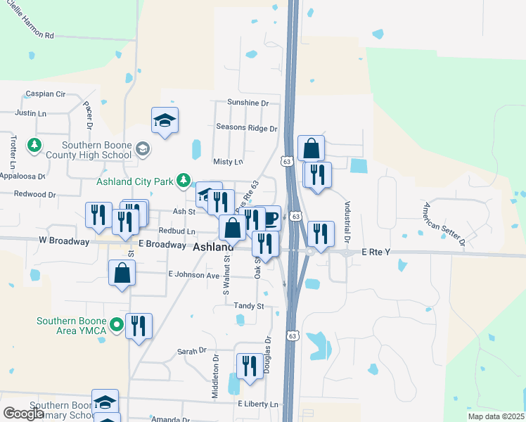 map of restaurants, bars, coffee shops, grocery stores, and more near 503 Nickman Road in Ashland