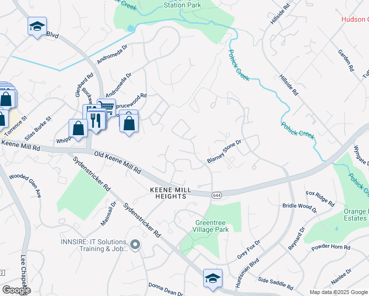 map of restaurants, bars, coffee shops, grocery stores, and more near 9132 O'Shad Lane in Springfield
