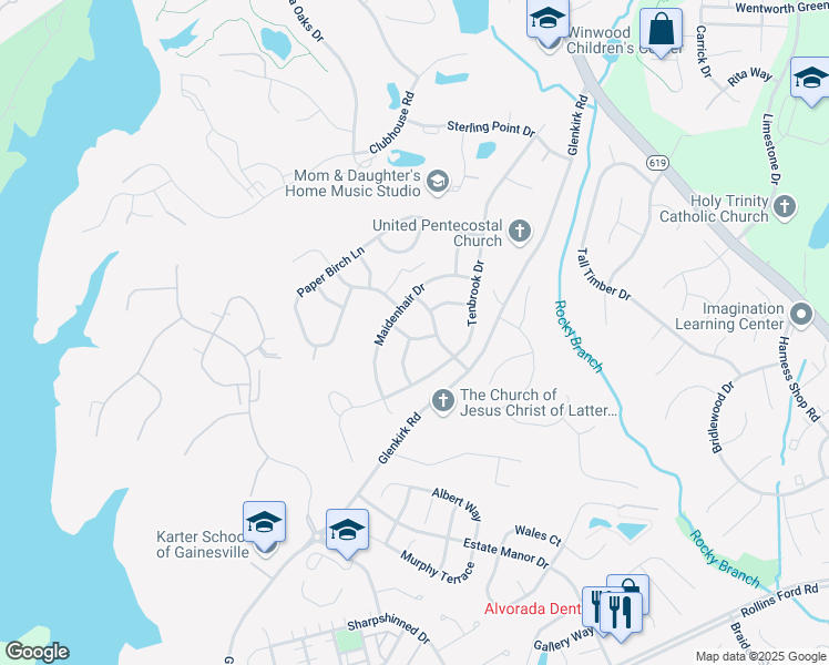 map of restaurants, bars, coffee shops, grocery stores, and more near 8314 Double Eagle Street in Gainesville