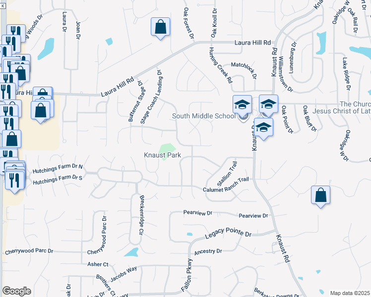 map of restaurants, bars, coffee shops, grocery stores, and more near 236 Surrey Trail Drive in St. Peters