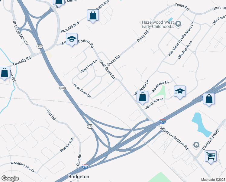map of restaurants, bars, coffee shops, grocery stores, and more near 4961 Hurstborough Court in Hazelwood
