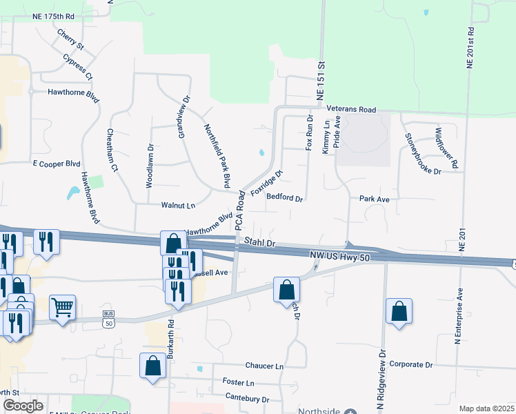 map of restaurants, bars, coffee shops, grocery stores, and more near 903 Coventry Court in Warrensburg