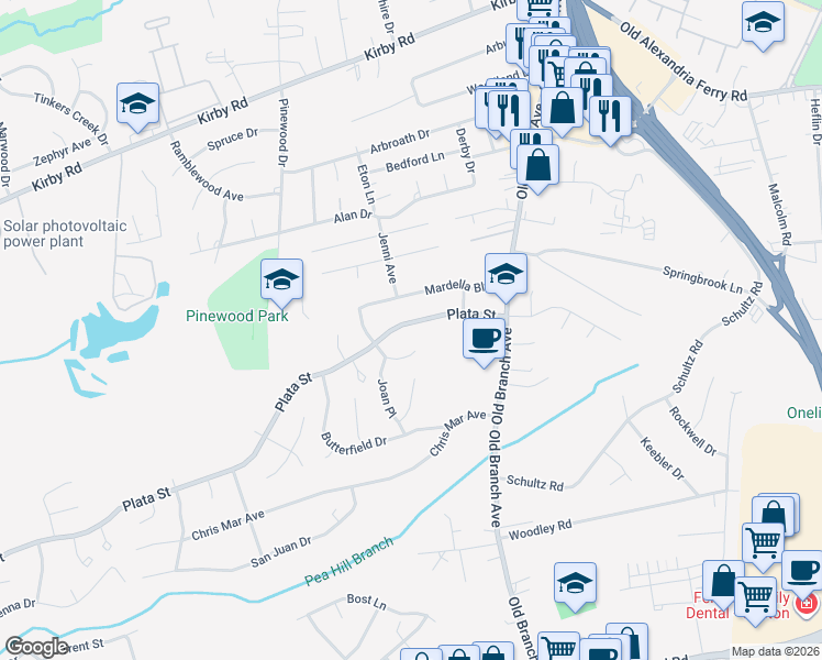map of restaurants, bars, coffee shops, grocery stores, and more near 5909 Plata Street in Clinton