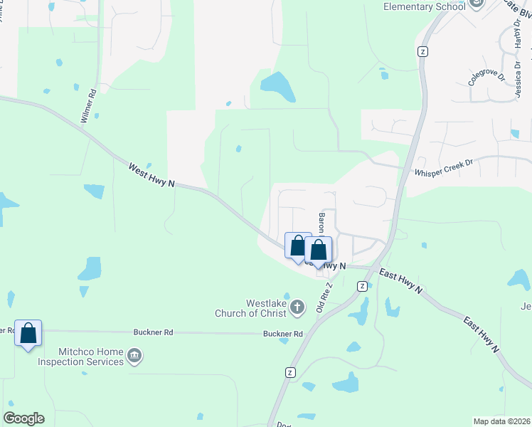 map of restaurants, bars, coffee shops, grocery stores, and more near 2083 Fowler Lane in Wentzville