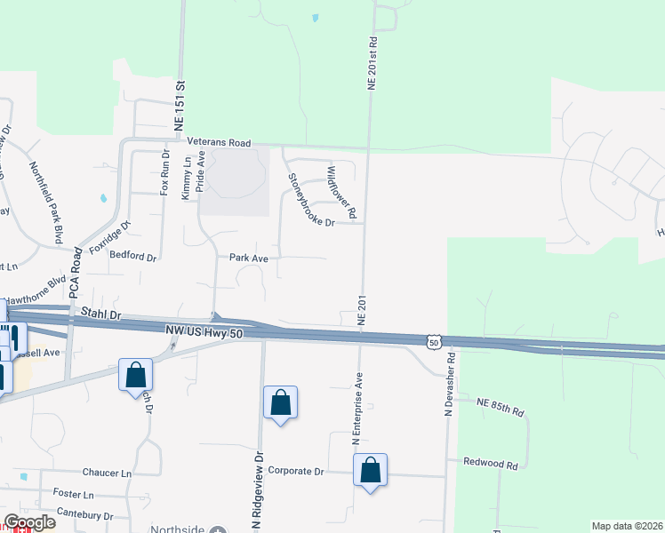 map of restaurants, bars, coffee shops, grocery stores, and more near 1517 Park Avenue in Warrensburg