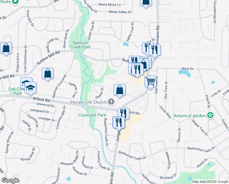 map of restaurants, bars, coffee shops, grocery stores, and more near 2317 Highland Hill Drive in St. Peters