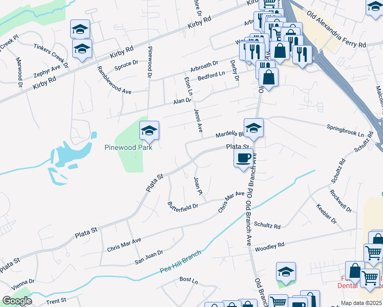 map of restaurants, bars, coffee shops, grocery stores, and more near 8103 Maxfield Drive in Clinton