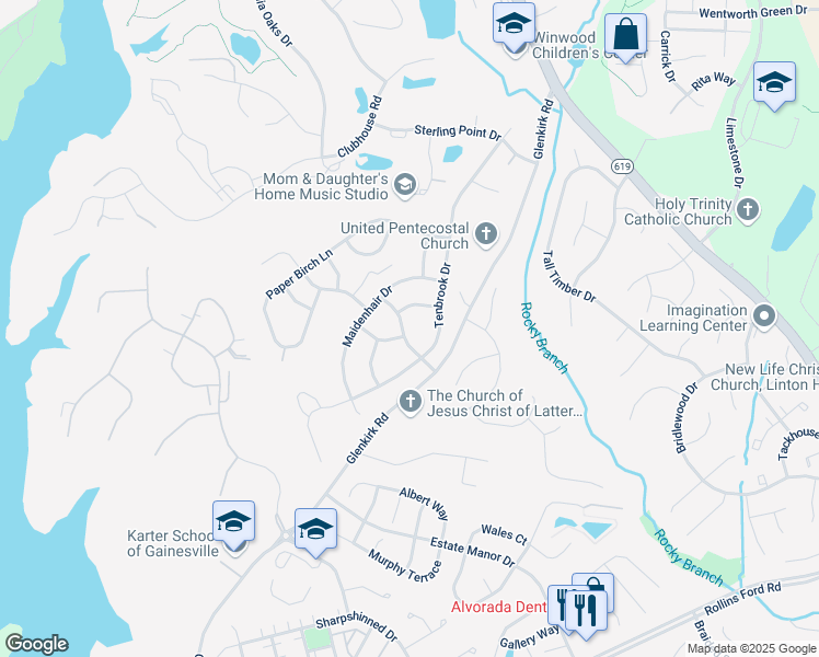map of restaurants, bars, coffee shops, grocery stores, and more near 12112 Sierra Sunset Lane in Gainesville
