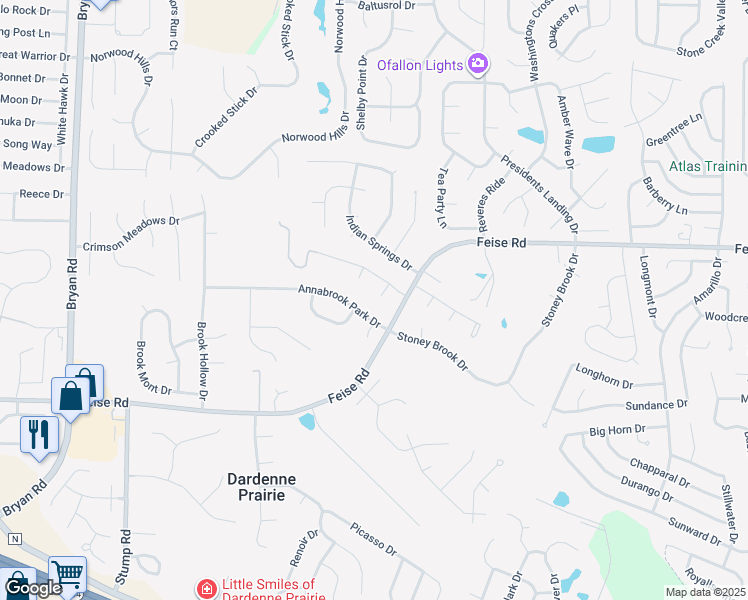 map of restaurants, bars, coffee shops, grocery stores, and more near 17 Catherine Court in O'Fallon