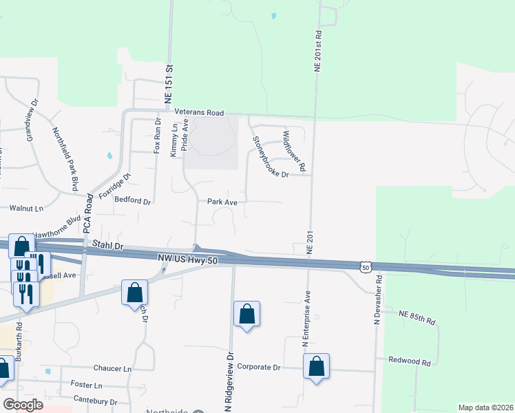 map of restaurants, bars, coffee shops, grocery stores, and more near 1513 Park Avenue in Warrensburg