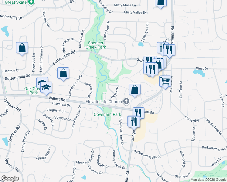 map of restaurants, bars, coffee shops, grocery stores, and more near 784 Boca Raton Drive in St. Peters