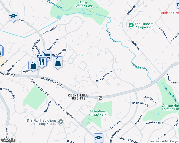 map of restaurants, bars, coffee shops, grocery stores, and more near 6417 Chaney Court in Springfield