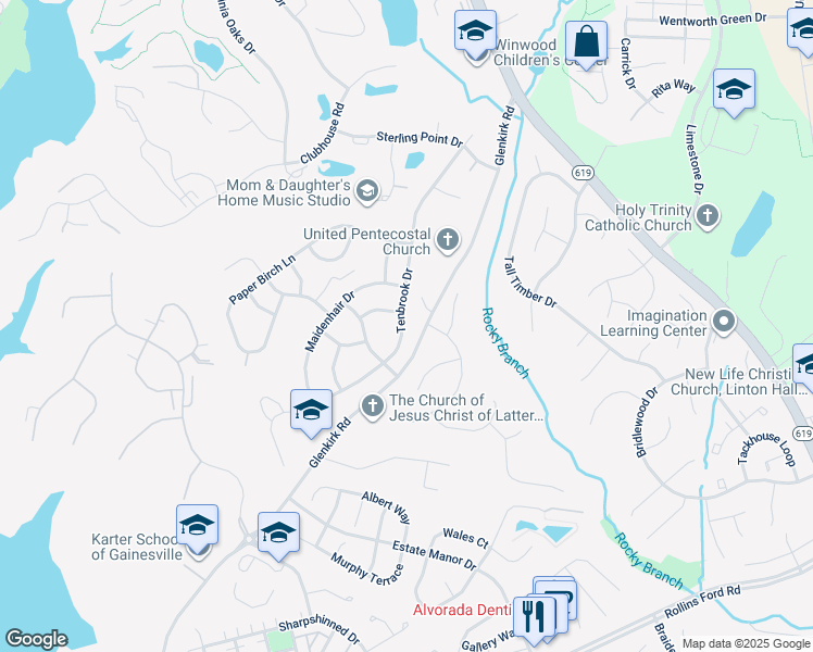 map of restaurants, bars, coffee shops, grocery stores, and more near 8249 Tenbrook Drive in Gainesville