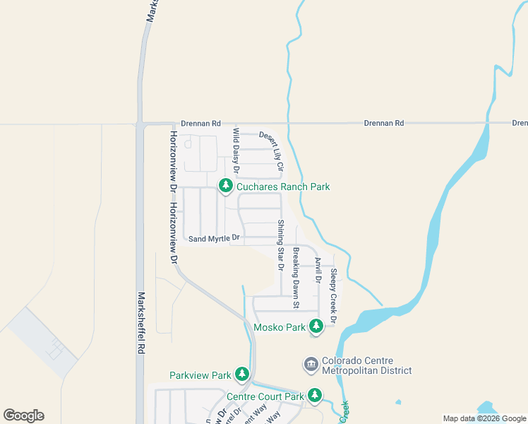 map of restaurants, bars, coffee shops, grocery stores, and more near 9564 Desert Poppy Lane in Colorado Springs