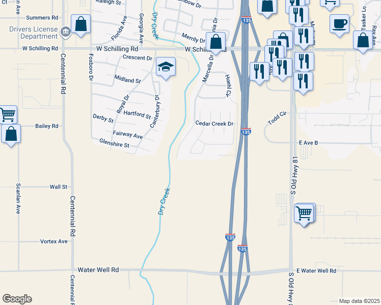 map of restaurants, bars, coffee shops, grocery stores, and more near 3300 Ringneck Crossing in Salina