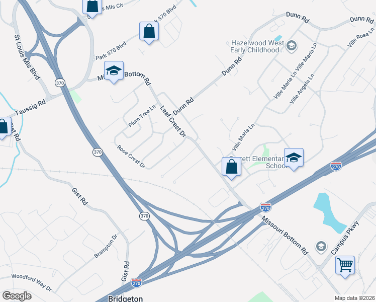 map of restaurants, bars, coffee shops, grocery stores, and more near 4973 Hurstborough Court in Hazelwood
