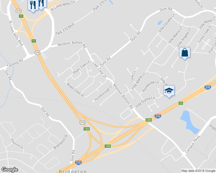 map of restaurants, bars, coffee shops, grocery stores, and more near 4973 Hurstborough Court in Hazelwood