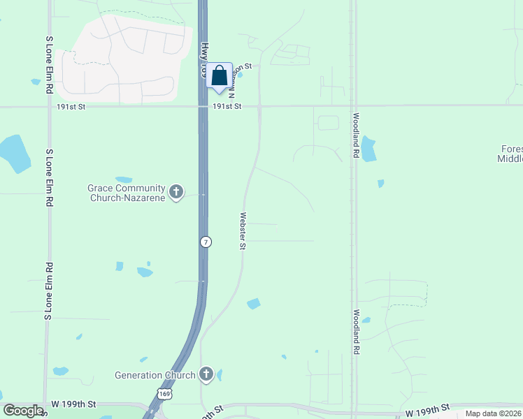 map of restaurants, bars, coffee shops, grocery stores, and more near 19306 Lincoln Street in Spring Hill