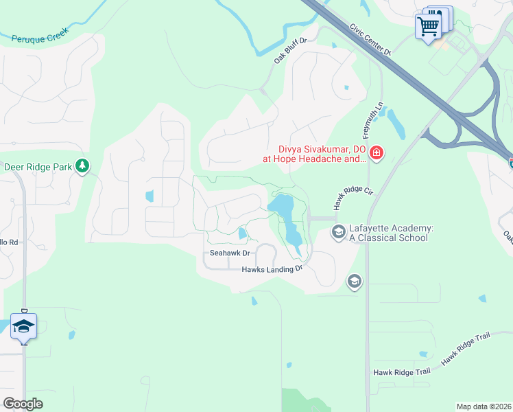 map of restaurants, bars, coffee shops, grocery stores, and more near 2202 Hawks Landing Drive in Lake Saint Louis