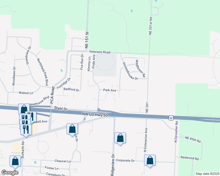 map of restaurants, bars, coffee shops, grocery stores, and more near 1100 Casey Court in Warrensburg