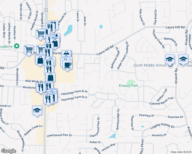 map of restaurants, bars, coffee shops, grocery stores, and more near Foxgate Court in O'Fallon