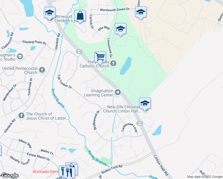 map of restaurants, bars, coffee shops, grocery stores, and more near 13638 Hackamore Trail in Gainesville