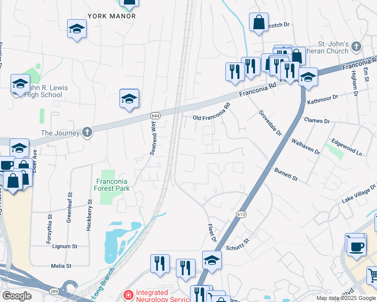 map of restaurants, bars, coffee shops, grocery stores, and more near 6282 Wills Street in Alexandria