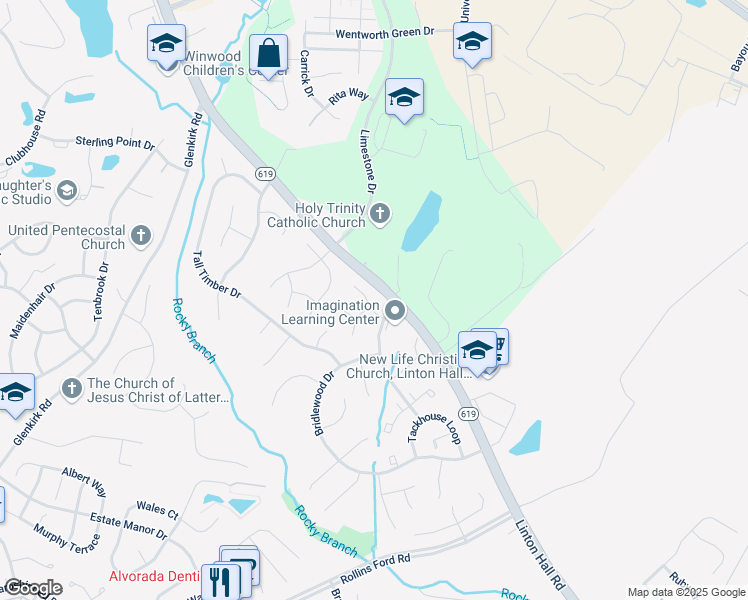 map of restaurants, bars, coffee shops, grocery stores, and more near 13638 Hackamore Trail in Gainesville