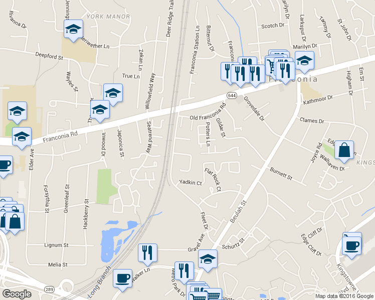 map of restaurants, bars, coffee shops, grocery stores, and more near 6278 Wills Street in Alexandria