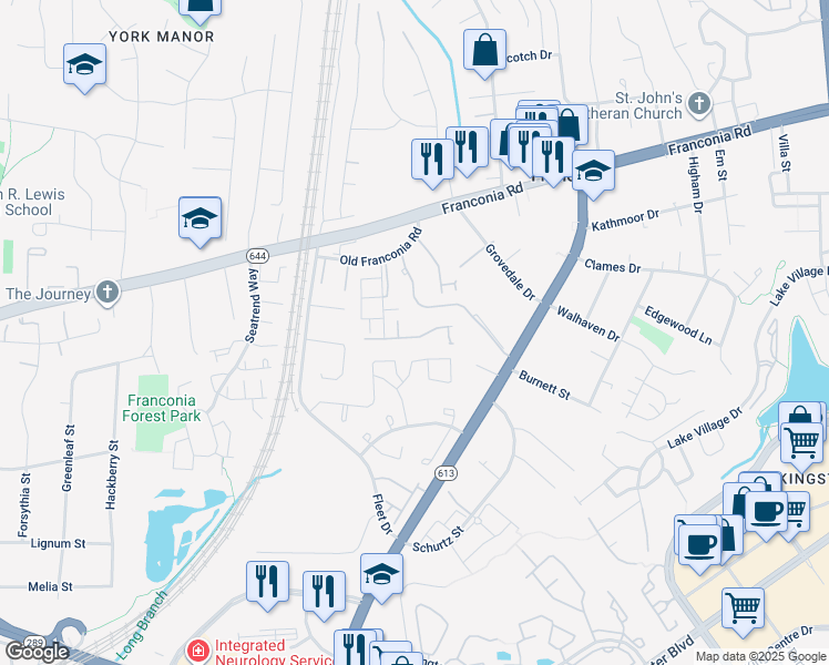 map of restaurants, bars, coffee shops, grocery stores, and more near 6230 Clara Edward Terrace in Alexandria