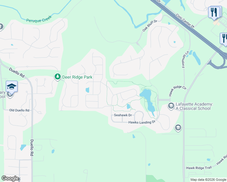 map of restaurants, bars, coffee shops, grocery stores, and more near 2152 Hawks Landing Drive in Lake Saint Louis