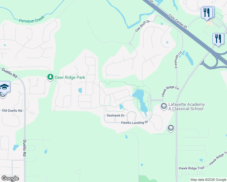 map of restaurants, bars, coffee shops, grocery stores, and more near 2152 Hawks Landing Drive in Lake Saint Louis