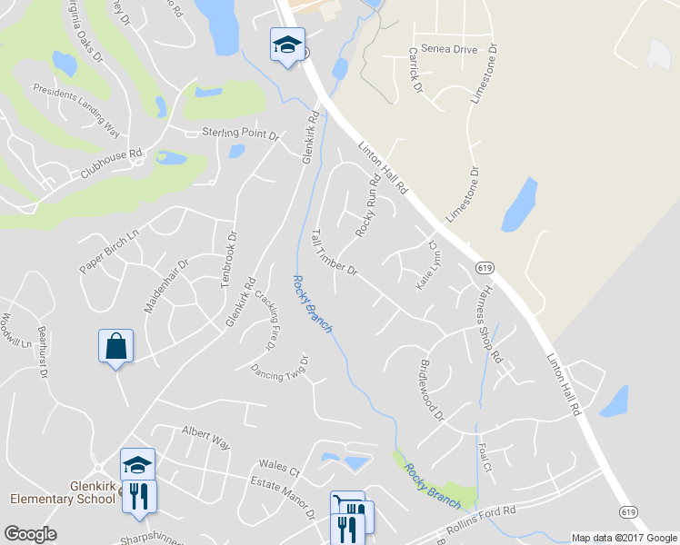 map of restaurants, bars, coffee shops, grocery stores, and more near 8031 Rocky Run Road in Gainesville