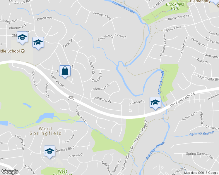 map of restaurants, bars, coffee shops, grocery stores, and more near 7826 Glenister Dr in Springfield