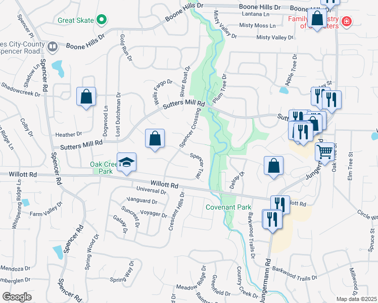 map of restaurants, bars, coffee shops, grocery stores, and more near 14 Long Branch Court in St. Peters