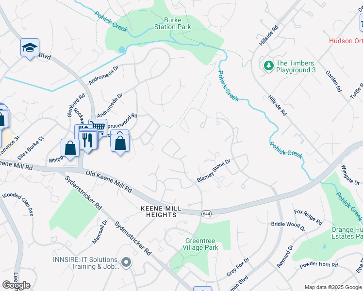 map of restaurants, bars, coffee shops, grocery stores, and more near 9072 Tiffany Park Court in Springfield