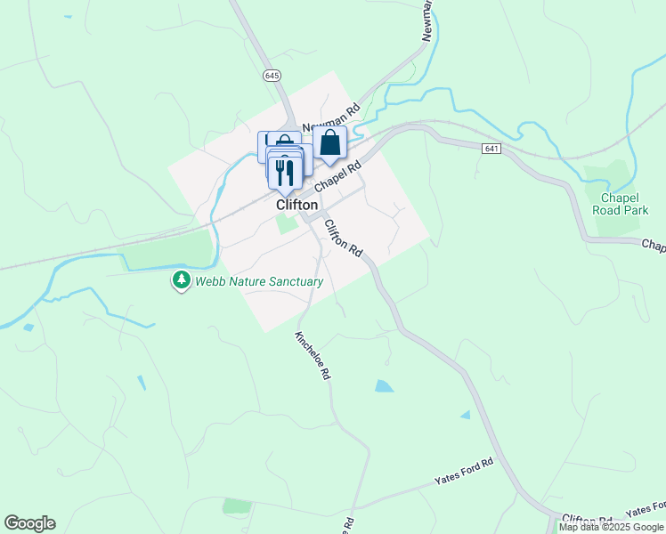 map of restaurants, bars, coffee shops, grocery stores, and more near 7227 Dell Avenue in Clifton