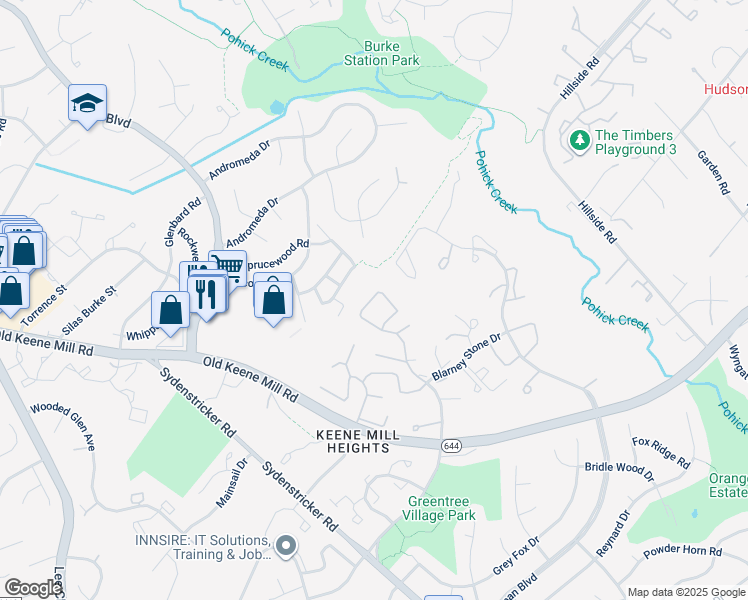 map of restaurants, bars, coffee shops, grocery stores, and more near 33 Tiffany Park Court in Springfield